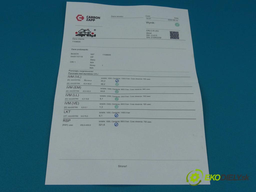 Fiat Stilo 1.9 JTD 116 HP 85 kW 1900 cm3 5- vstrek 0445110119 (Vstrekovače)