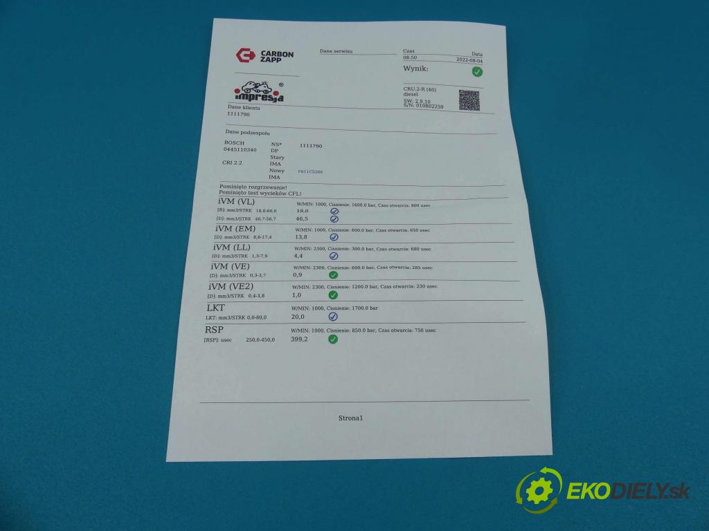Citroen C3 Picasso 2008-2017 1.6 hdi 92 hp manual 68 kW 1560 cm3 5- vstřikovač 0445110340