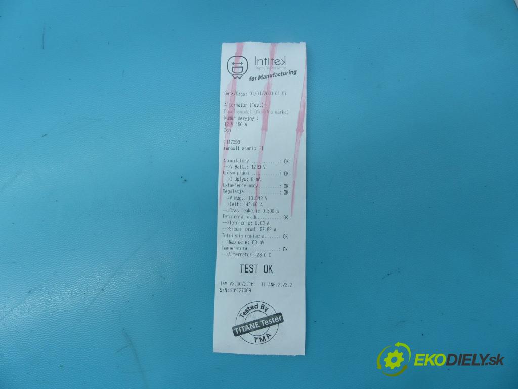 Renault Scenic II 2003-2009 1.5 dci 106 HP manual 78 kW 1461 cm3 5- Alternator 0124525081 (Alternátory)