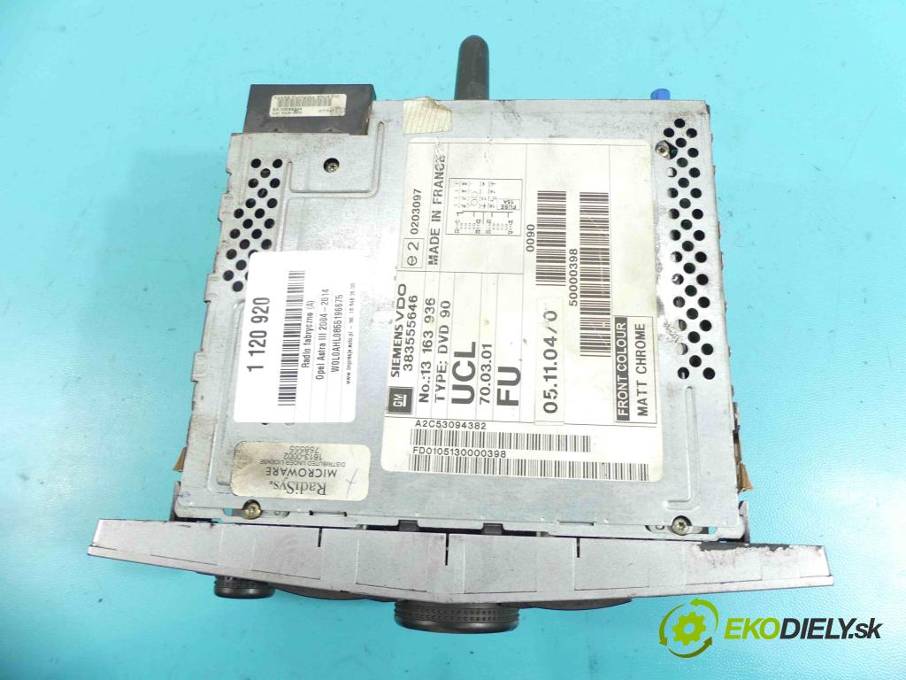 Opel Astra III 2004-2014 1.7 cdti 101 HP manual 74 kW 1686 cm3 3- Radio továreň: 13163936
