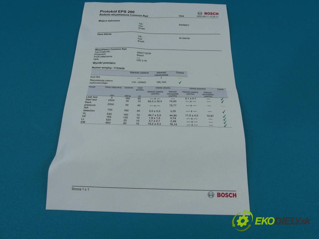 Audi A6 C6 2004-2011 2.7 tdi 163 HP automatic 120 kW 2698 cm3 5- vstrek 0445115039 (Vstrekovače)