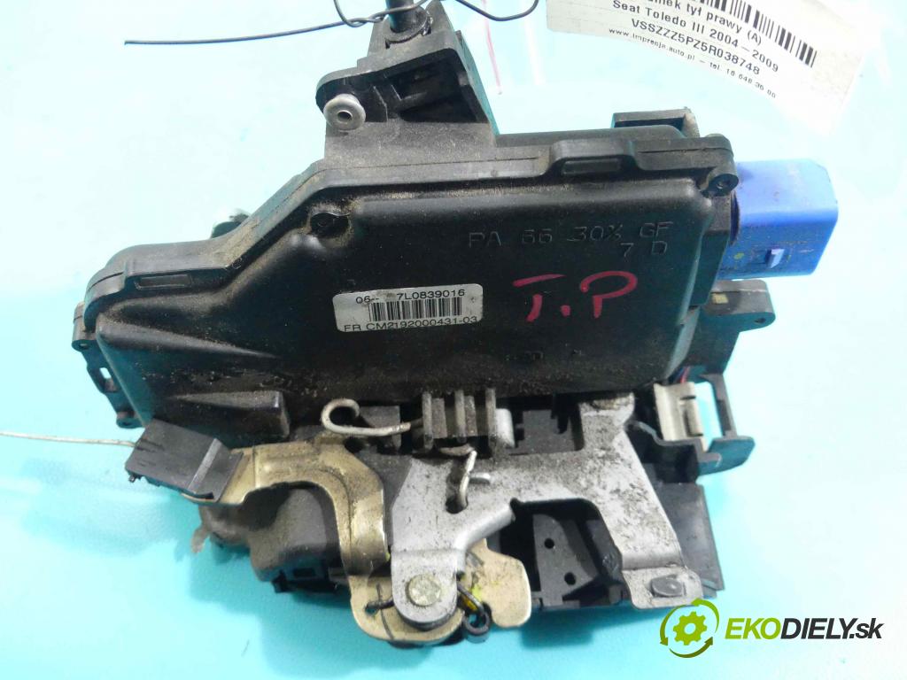 Seat Toledo III 2004-2009 2.0 tdi 140 hp manual 103 kW 1968 cm3 5- zámek zadní pravý 7L0839016
