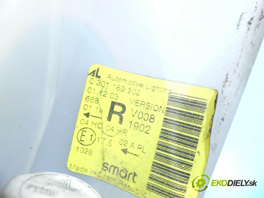 Smart Fortwo 1998-2007 0.7 61 HP automatic 45 kW 698 cm3 3- Reflektor: pravý 0301169202 (Pravé)