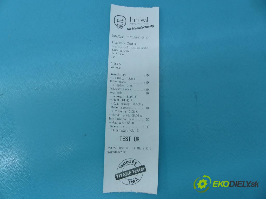 Vw Lupo 1.4 16v 75 HP manual 55 kW 1390 cm3 3- Alternator YY15H27 (Alternátory)