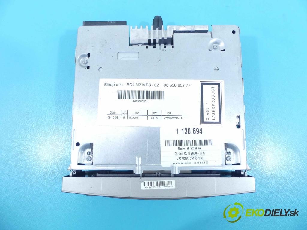 Citroen C5 II 2008-2017 2.0 16v 140 HP manual 103 kW 1997 cm3 4- Radio továreň: 9663080277