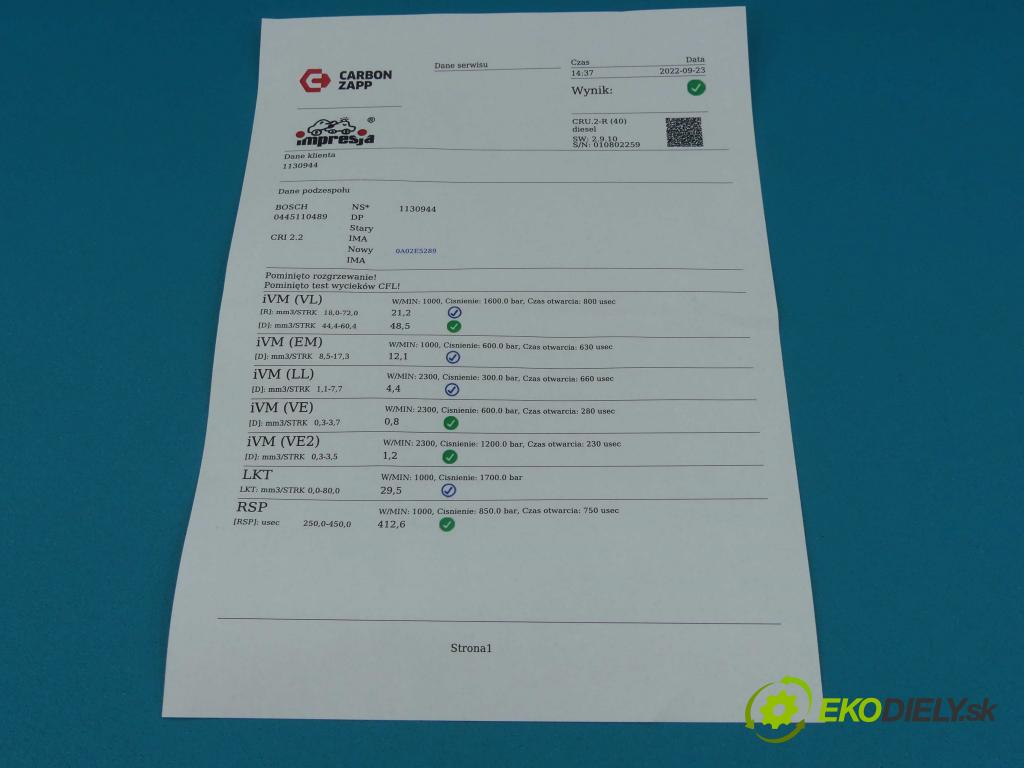 Ford Transit Courier 2014- 1.5 tdci 75 HP manual 55 kW 1499 cm3 5- vstrek 0445110489 (Vstrekovače)