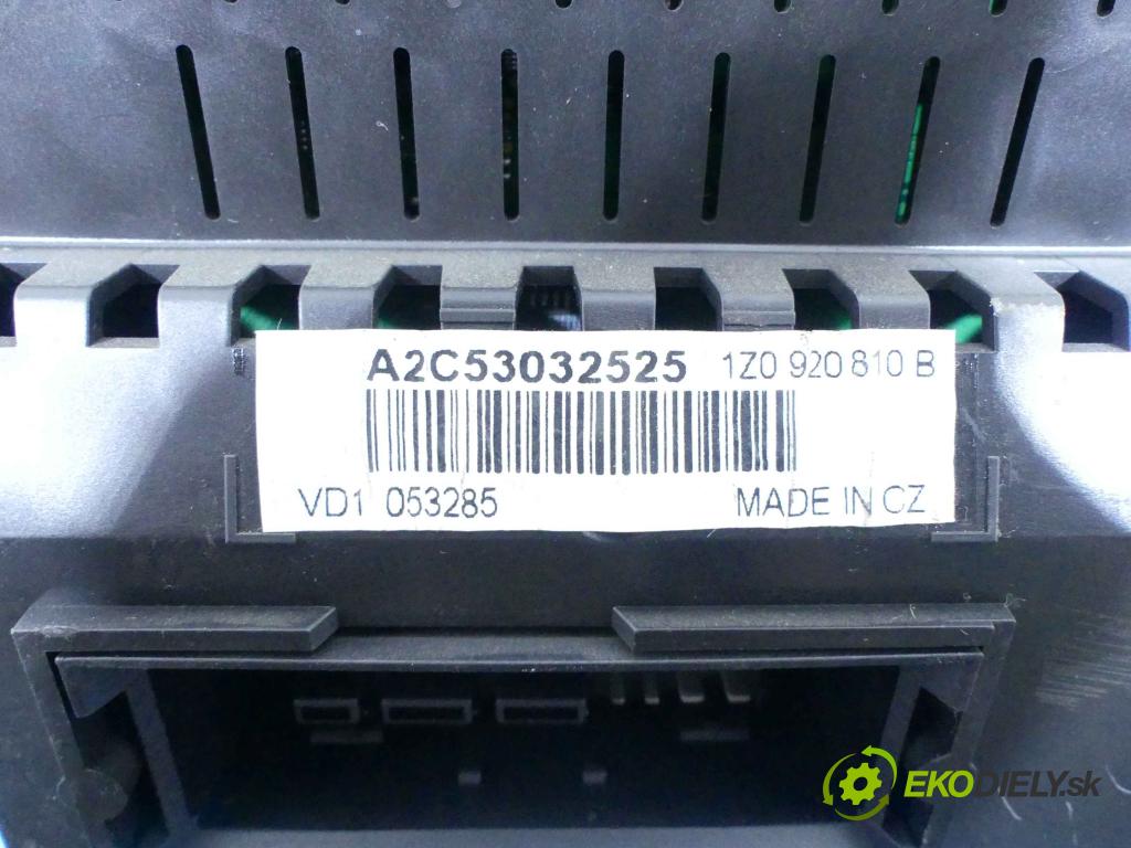 Skoda Octavia II 2004-2013 2.0 FSI 150 HP manual 110 kW 1984 cm3 5- prístrojovka/ budíky 1Z0920810B (Prístrojové dosky, displeje)
