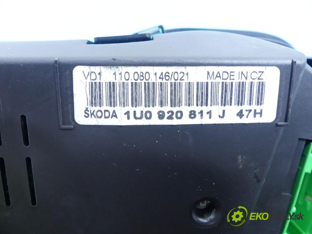 Skoda Octavia I 1996-2010 1.9 tdi 110 HP manual 81 kW 1896 cm3 5- prístrojovka/ budíky 1U0920811J (Prístrojové dosky, displeje)