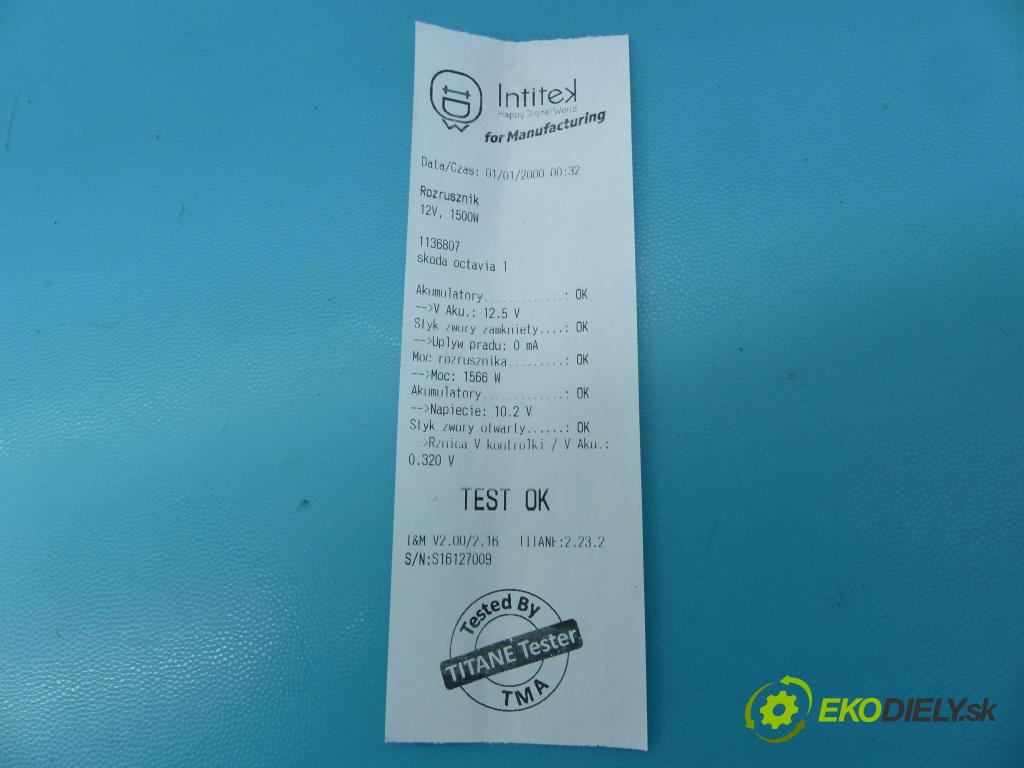 Skoda Octavia I 1996-2010 1.9 tdi 110 HP manual 81 kW 1896 cm3 5- štartér D7RS130 (Štartéry)