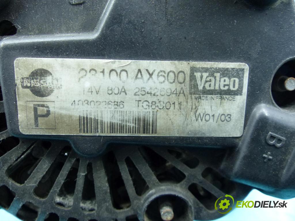 Nissan Micra K12 2003-2010 1.0 16v 65 HP manual 48 kW 998 cm3 3- Alternator 23100AX600 (Alternátory)