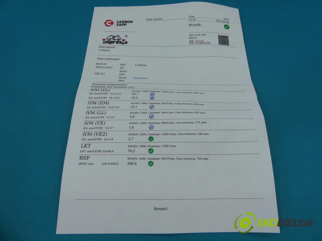 Citroen C4 Grand picasso 1.6 hdi 109 HP manual 80 kW 1560 cm3 5- vstrek 0445110297 (Vstrekovače)