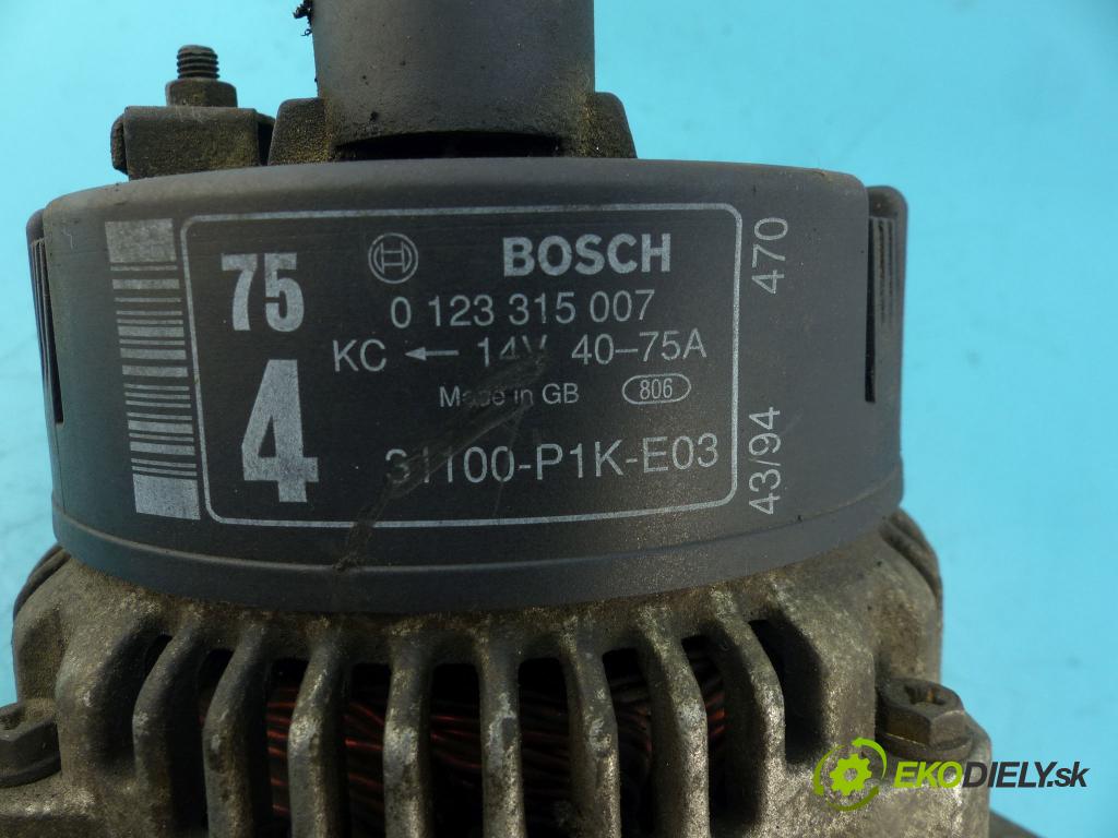 Honda Civic VI 1995-2001 1.5 16v 90 HP manual 66 kW 1493 cm3 5- Alternator 0123315007 (Alternátory)