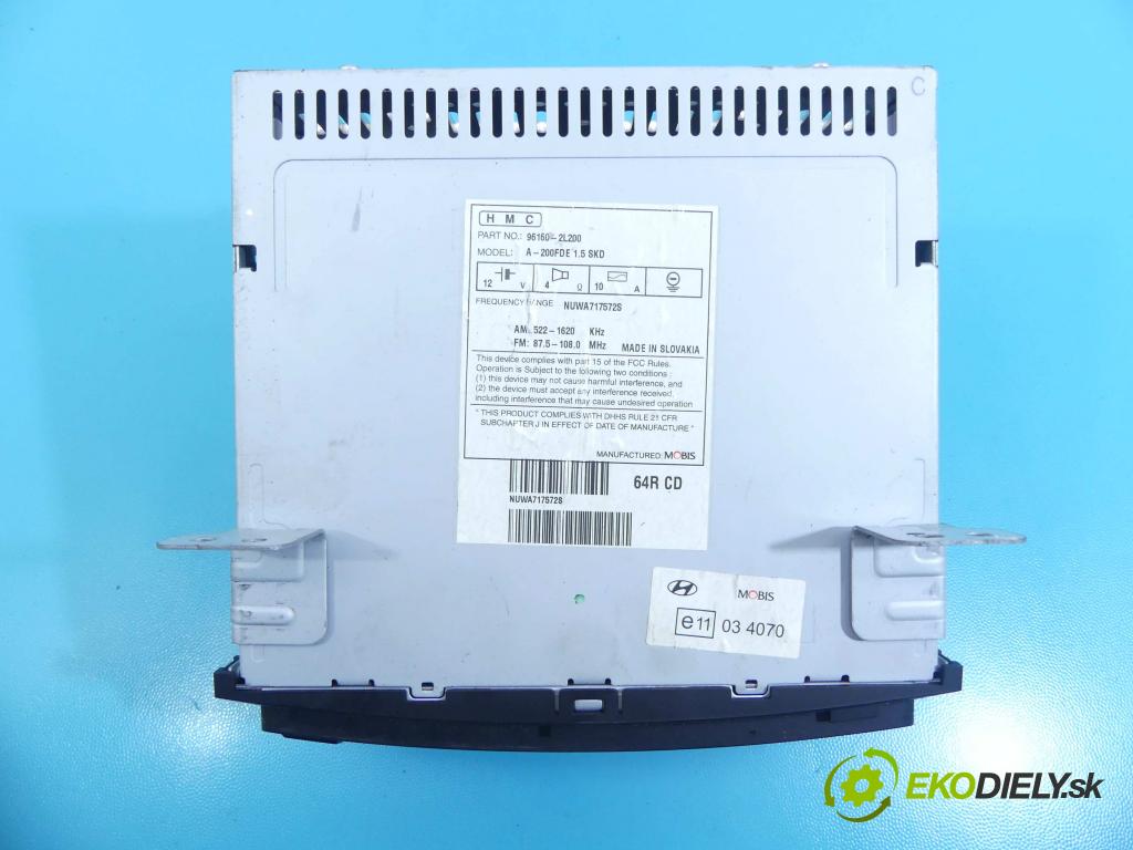 Hyundai I30 I 2007-2012 1.4 16v 109 HP manual 80 kW 1396 cm3 5- Radio továreň: 96160-2L200