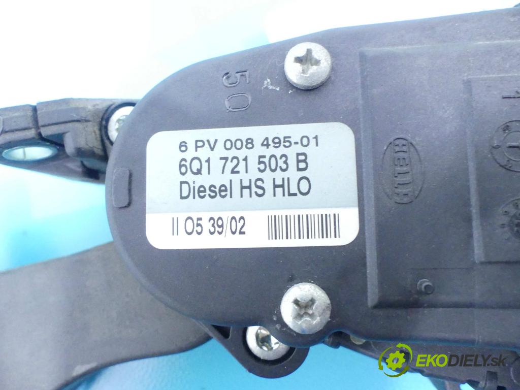 Seat Cordoba II 6L 2002-2008 1.9 tdi 101 HP manual 74 kW 1896 cm3 4- pedále 6Q1721503B (Pedále)