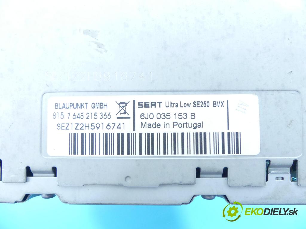 Seat Ibiza IV 6J 2008-2017 1.6 16V 105 HP manual 77 kW 1598 cm3 5- Radio továreň: 6J0035153B