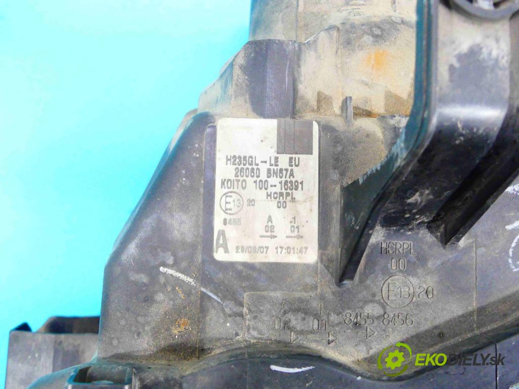 Nissan Almera N16 2000-2006 1.5 16v 98 HP manual 72 kW 1497 cm3 5- Reflektor: ľavý 26060BN67A (Ostatné)