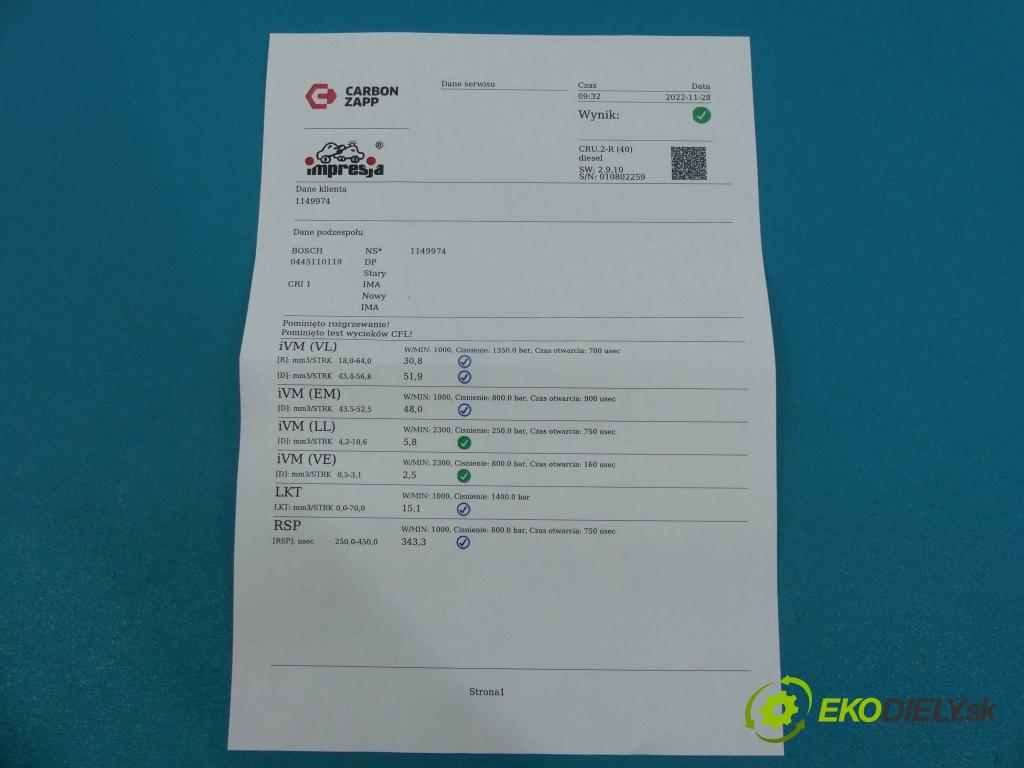 Fiat Stilo 1.9 jtd 116 HP manual 85 kW 1910 cm3 3- vstrek 0445110119 (Vstrekovače)