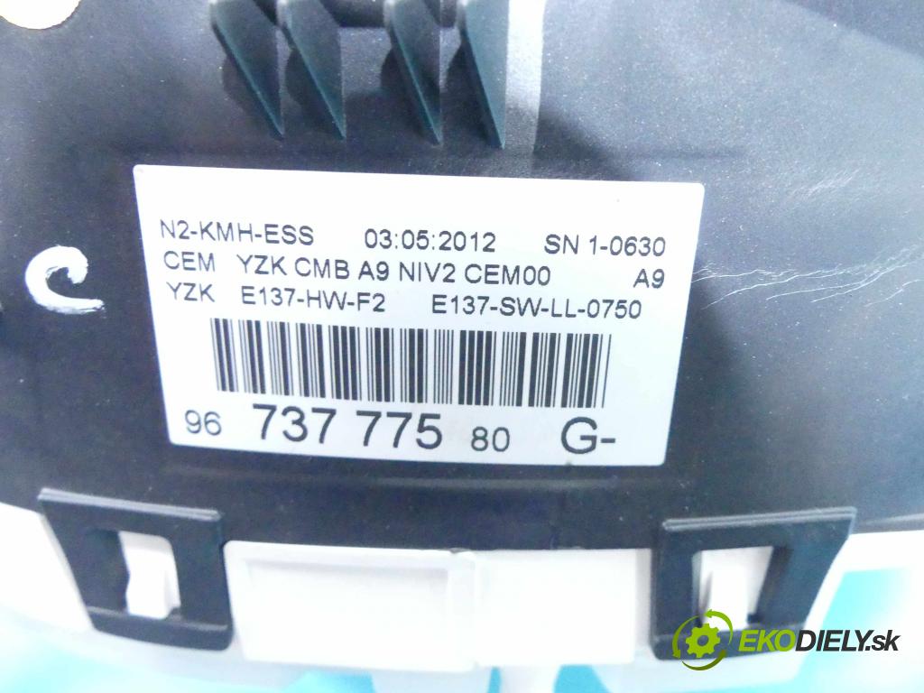 Peugeot 208 I 2012-2019 1.4 16v 95 HP manual 70 kW 1397 cm3 5- prístrojovka/ budíky 9673777580G (Prístrojové dosky, displeje)