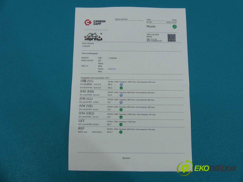 Chevrolet Epica 2.0 VCDi: 150 HP manual 110 kW 1991 cm3 4- vstrek 0445110270 (Vstrekovače)