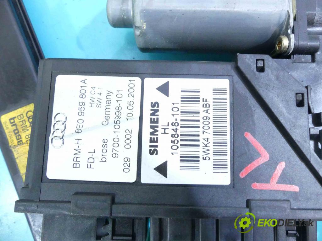 Audi A4 B6 2000-2004 2.5 V6 TDI 155 hp manual 114 kW 2496 cm3 4- mechanismus stahování zadní levý 8E0839461