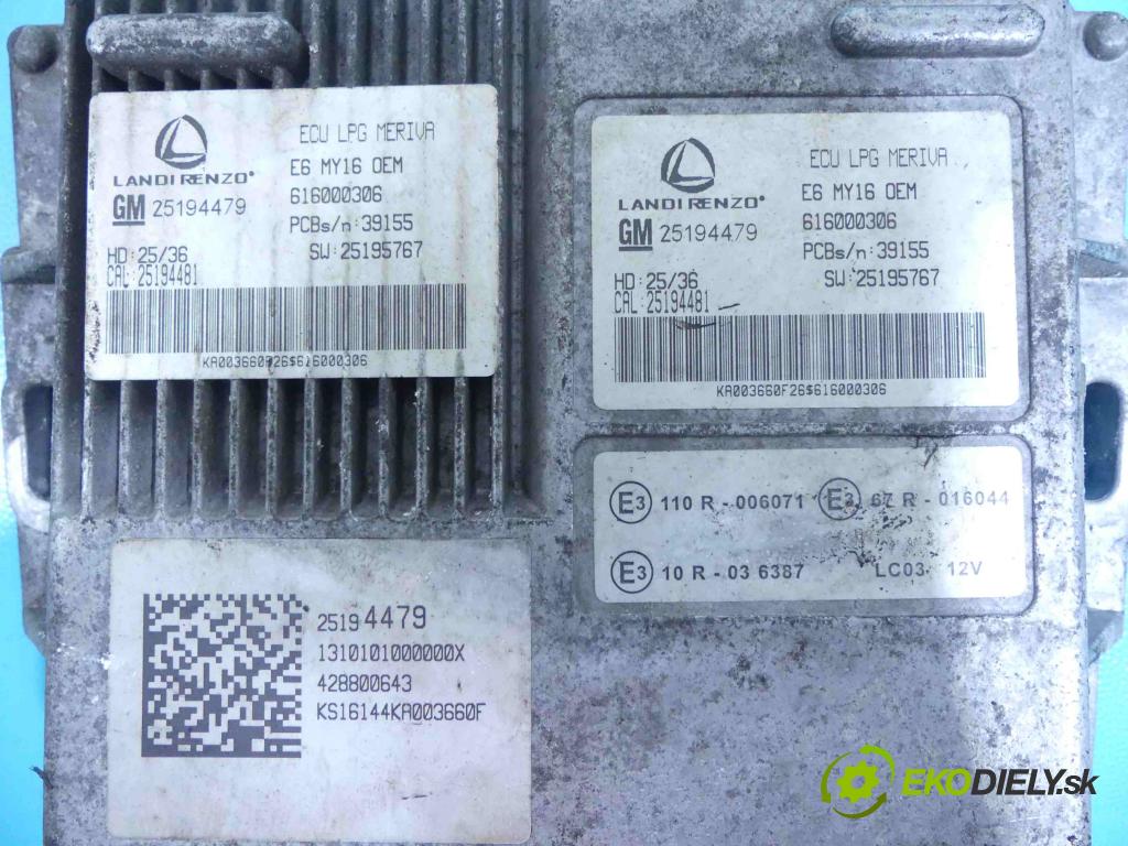 Opel Meriva B 2010-2017 1.4 T 120 HP manual 88 kW 1364 cm3 5- modul riadiaca jednotka 25194479 (Ostatné)