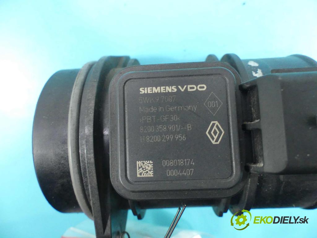 Renault Clio III 2005-2012 1.5 dci 68 HP manual 50 kW 1461 cm3 5- průtokoměr: 5WK97007 (Váhy vzduchu)