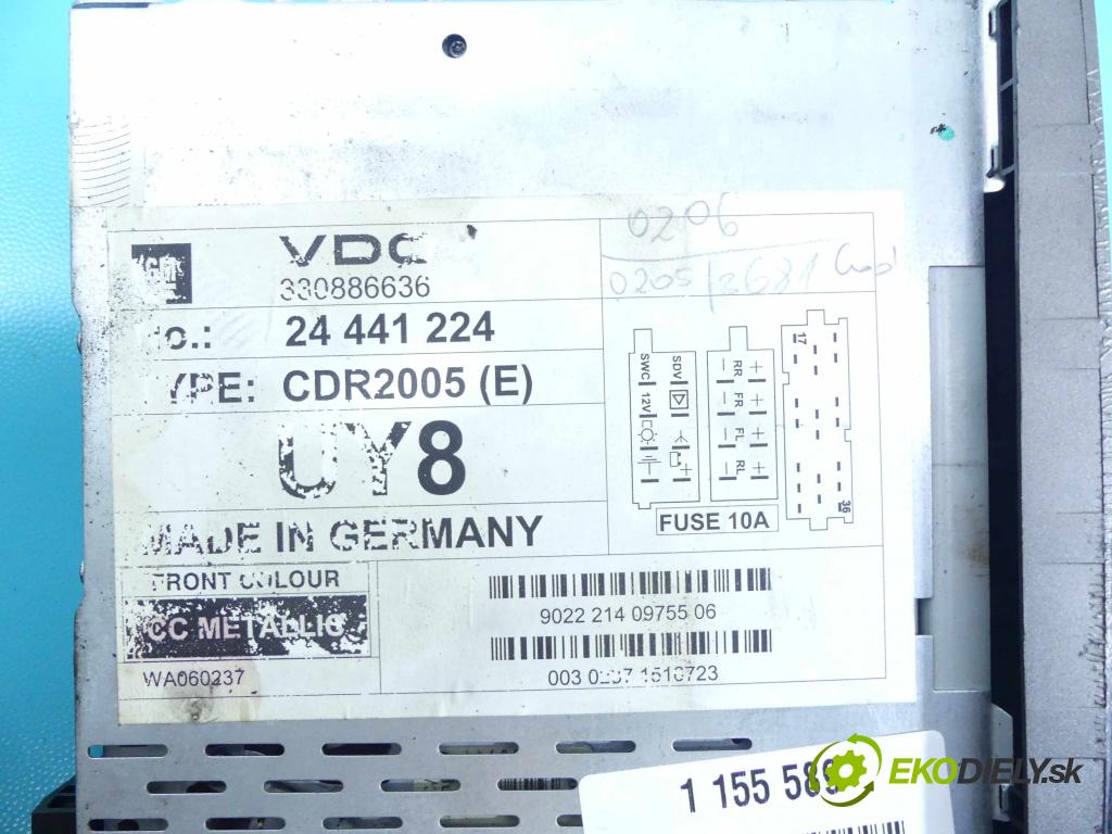 Opel Vectra C 2002-2008 2.0 DTI 101 HP manual 74 kW 1995 cm3 4- Radio továreň: 330886636
