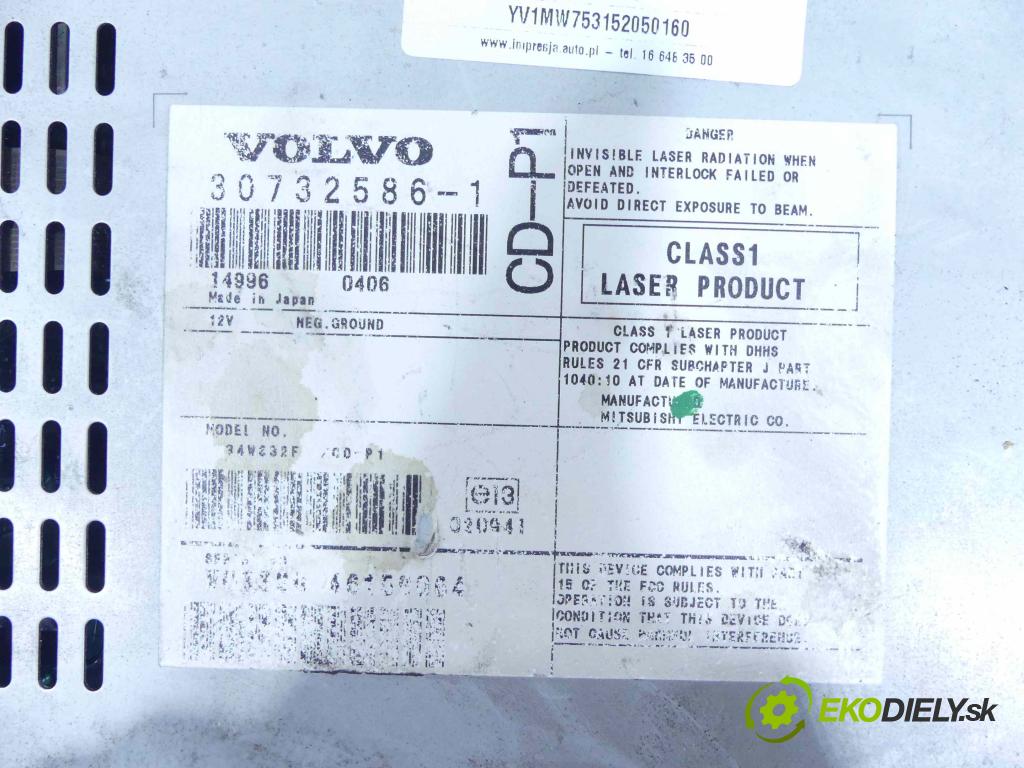 Volvo V50 2.0d 136 HP manual 100 kW 1997 cm3 5- Radio továreň: 30732586