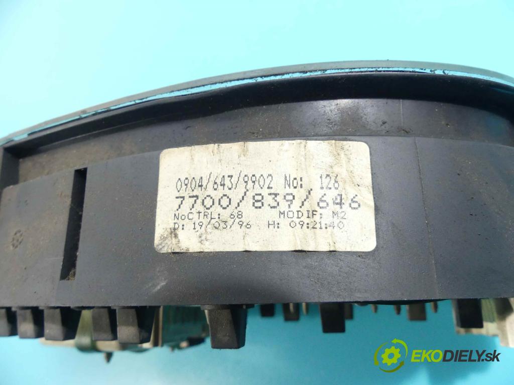 Renault Megane I 1995-2003 1.9 DT 94 HP manual 69 kW 1870 cm3 5- prístrojovka/ budíky 7700839646 (Prístrojové dosky, displeje)