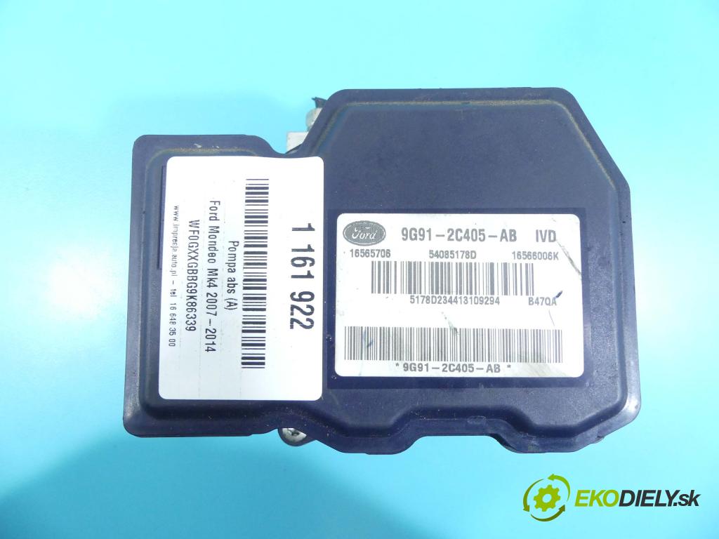 Ford Mondeo Mk4 2007-2014 2.0 16V 145 HP manual 107 kW 1999 cm3 5- čerpadlo abs 9G91-2C405-AB (Pumpy ABS)