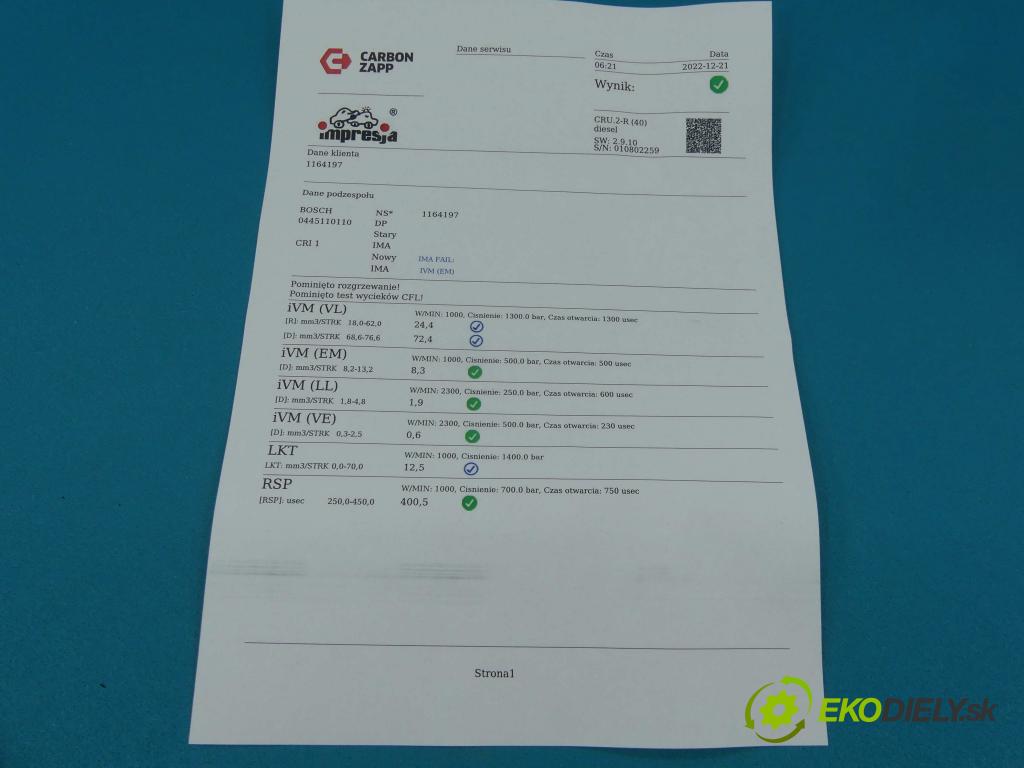 Renault Scenic II 2003-2009 1.9 DCI 120 HP manual 88 kW 1870 cm3 5- vstrek 0445110110 (Vstrekovače)