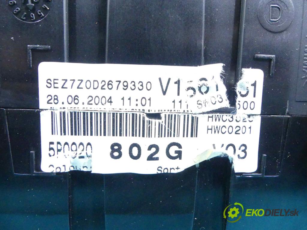Seat Altea 1.9 tdi 105 HP manual 77 kW 1896 cm3 5- prístrojovka/ budíky 5P0920802G (Prístrojové dosky, displeje)