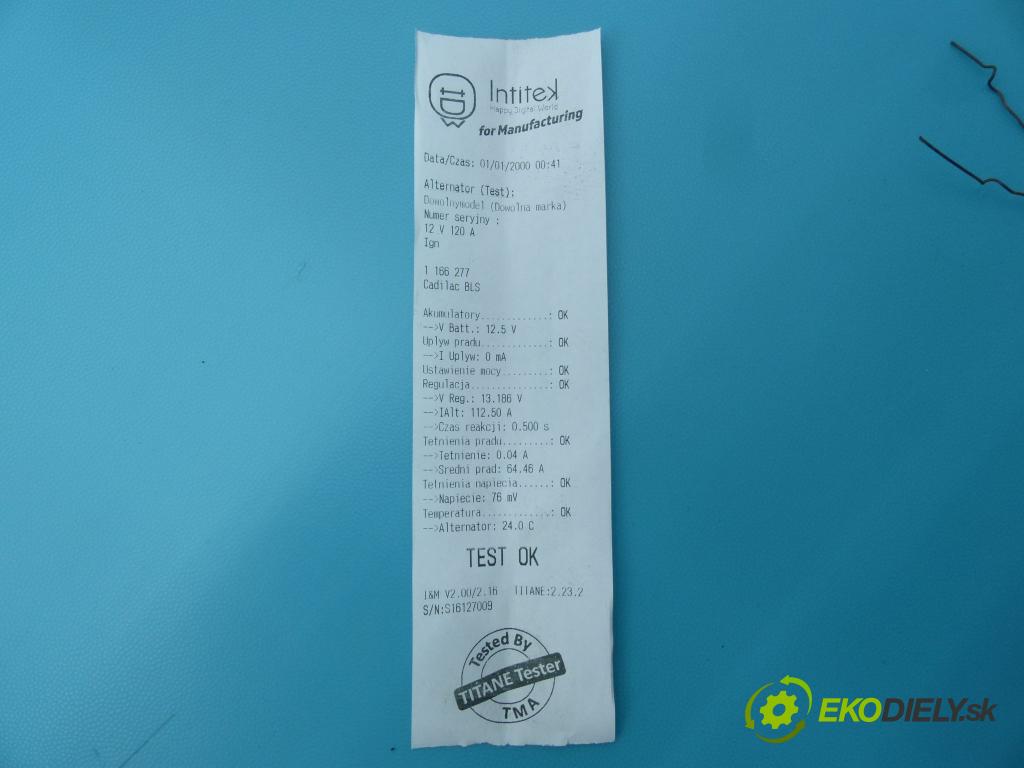 Cadillac BLS 05-10 2.0 T 175 HP manual 129 kW 1998 cm3 4- Alternator 0124425040 (Alternátory)