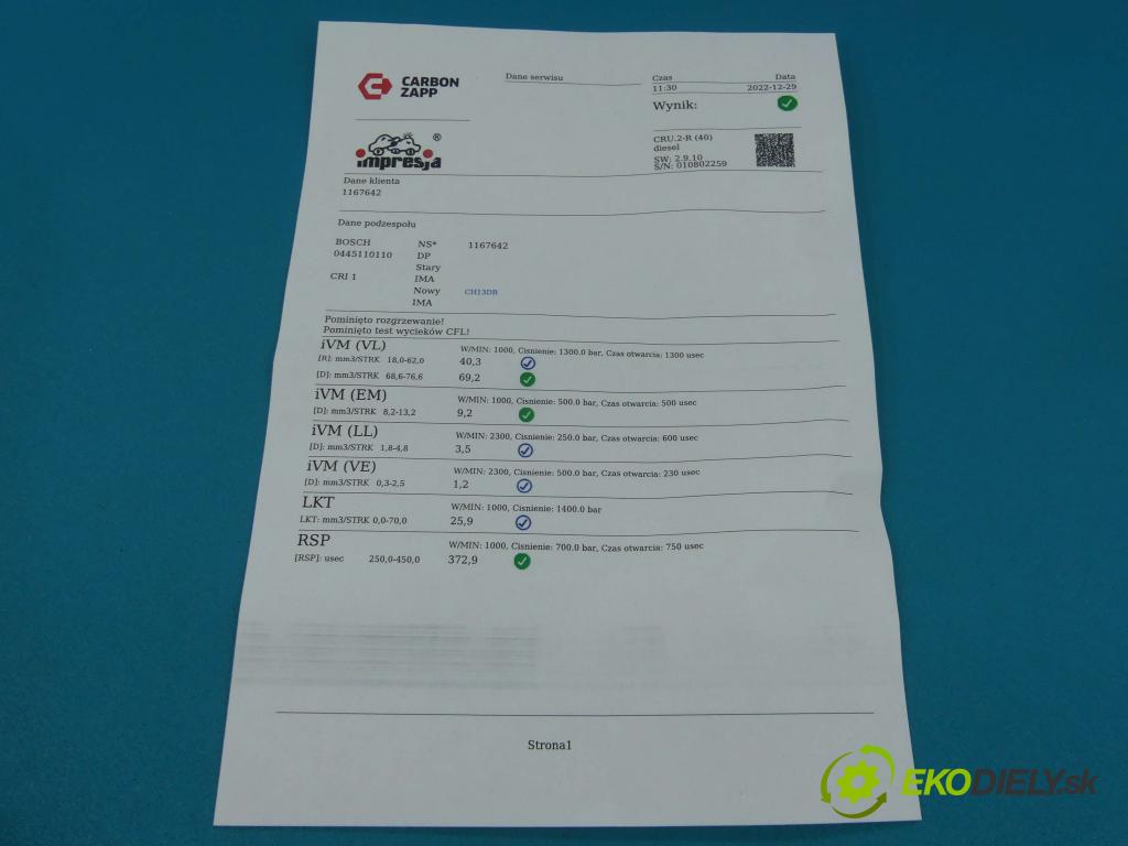 Opel Vivaro 2001-2014 1.9 cdti 101 hp manual 74 kW 1870 cm3 5- vstřikovač 0445110110