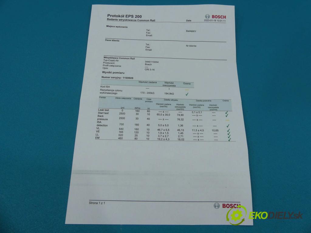 Audi A6 C6 2004-2011 2.7 tdi 179KM manual 132 kW 2698 cm3 4- vstrek 0445115054 (Vstrekovače)