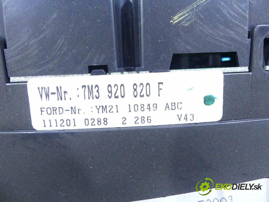 Vw Sharan I 1995-2010 1.9 tdi 116 hp manual 85 kW 1896 cm3 5- Přístrojová deska 7M3920820F (Přístrojové desky, displeje)