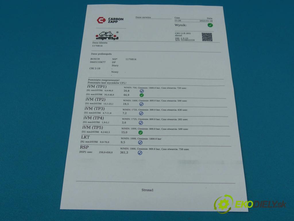 Vw Golf VII 2012-2020 1.6 tdi 105 HP manual 77 kW 1598 cm3 3- vstrek 0445110477 (Vstrekovače)