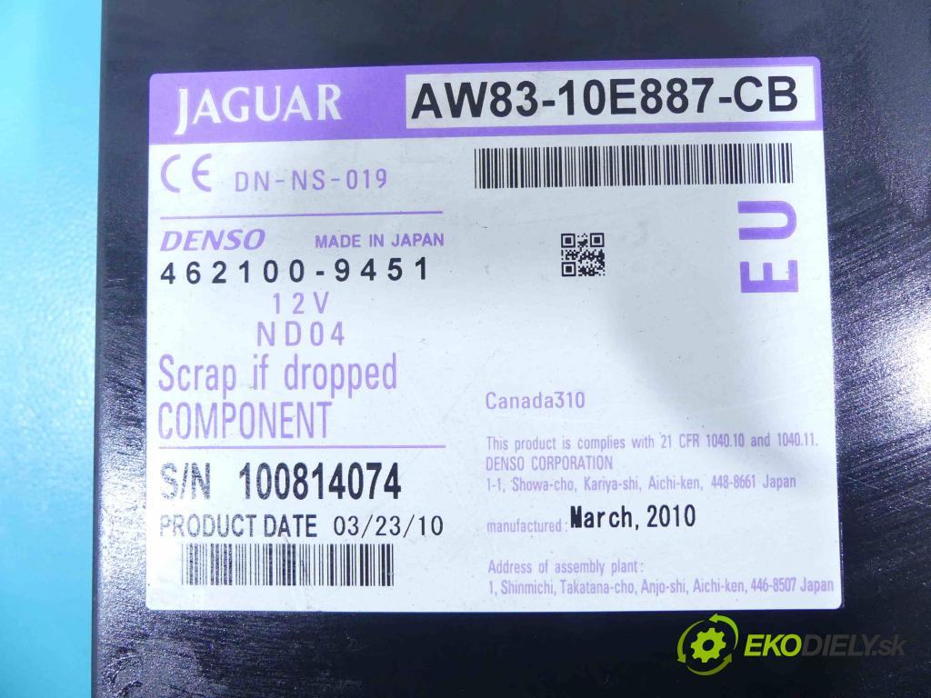Jaguar XF 2007-2015 3.0 TD V6 241KM automatic 177 kW 2993 cm3 4- Navigácia: AW83-10E887-CB (GPS navigácie)
