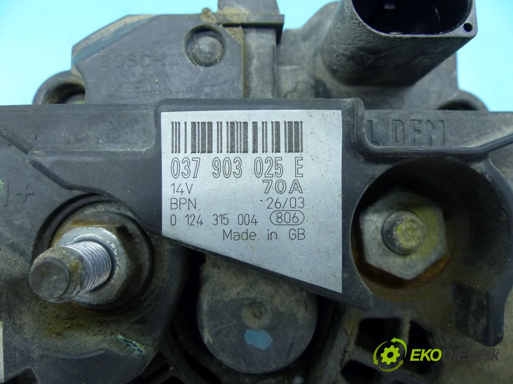 Vw Bora 1.6 16v 105 HP manual 77 kW 1598 cm3 4- Alternator 0124315004 (Alternátory)