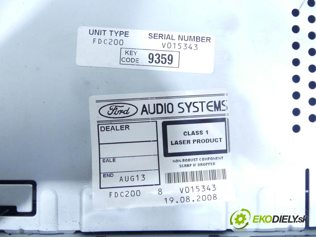 Ford Mondeo Mk4 2007-2014 1.8 tdci 125 HP manual 92 kW 1753 cm3 5- Radio továreň: 8S7T-18C815-AA