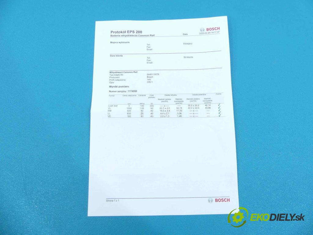Peugeot 307 2.0 hdi 90 HP manual 66 kW 1997 cm3 5- vstrek 0445110076 (Vstrekovače)