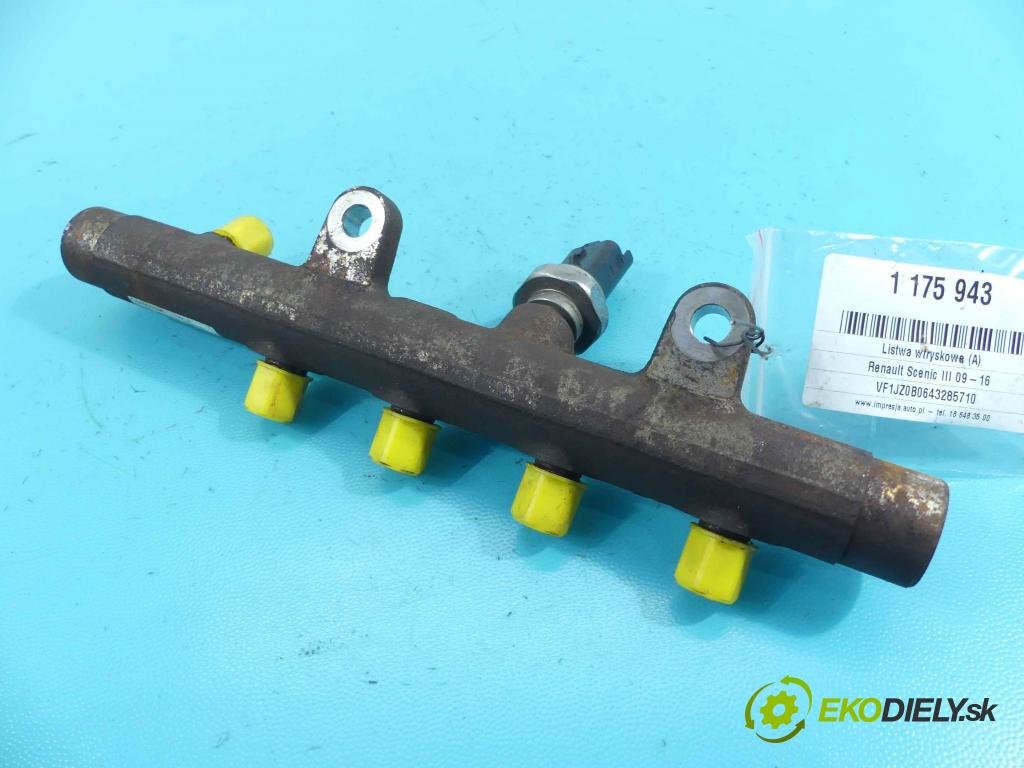 Renault Scenic III 09-16 1.5 dci 106 HP manual 78 kW 1461 cm3 5- lišta vstrekovacia 8200816617 (Vstrekovacie lišty)