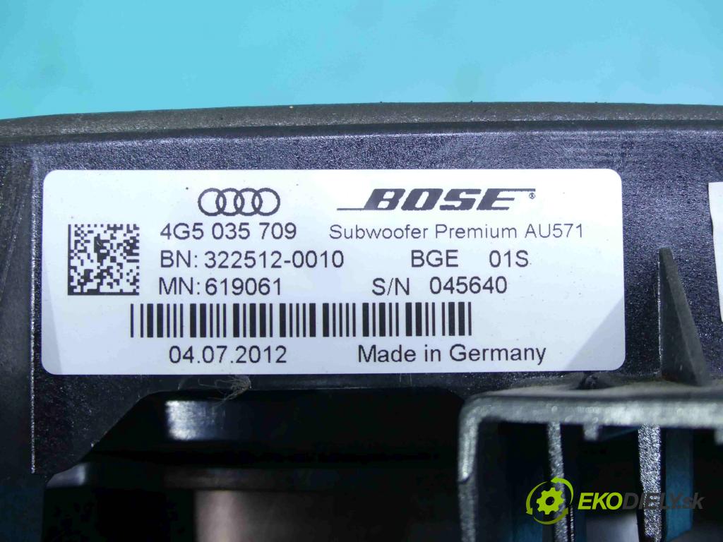 Audi A6 C7 2011-2018 3.0 TFSI 310HP automatic 228 kW 2995 cm3 4- Subwoofer: 4G5035709 (Audio zariadenia)