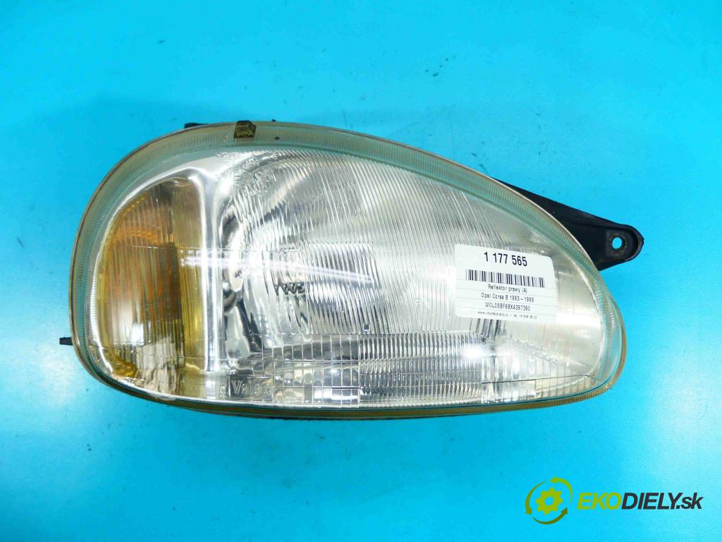 Opel Corsa B 1993-1999 1.0 12v 54 HP manual 40 kW 973 cm3 5- Reflektor: pravý  (Pravé)