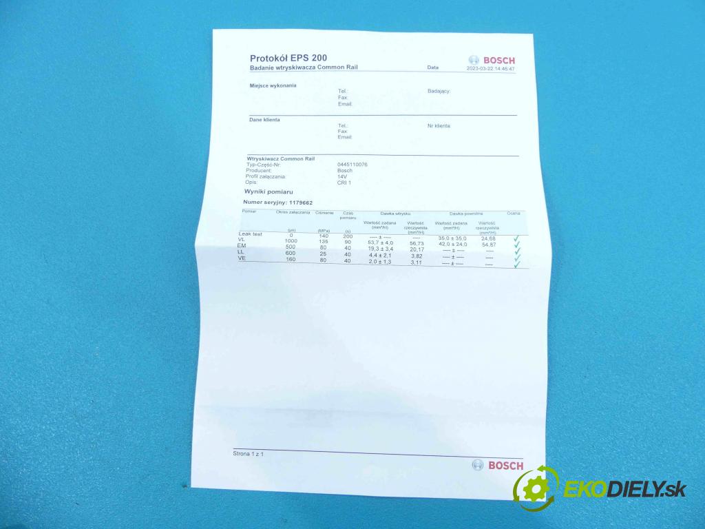 Citroen Xsara Picasso 2.0 hdi 90 HP manual 66 kW 1997 cm3 5- vstrek 0445110076 (Vstrekovače)