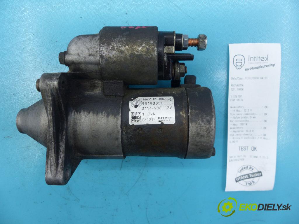 Fiat Stilo 1.4 16v 90 HP manual 66 kW 1368 cm3 5- štartér 55193356 (Štartéry)