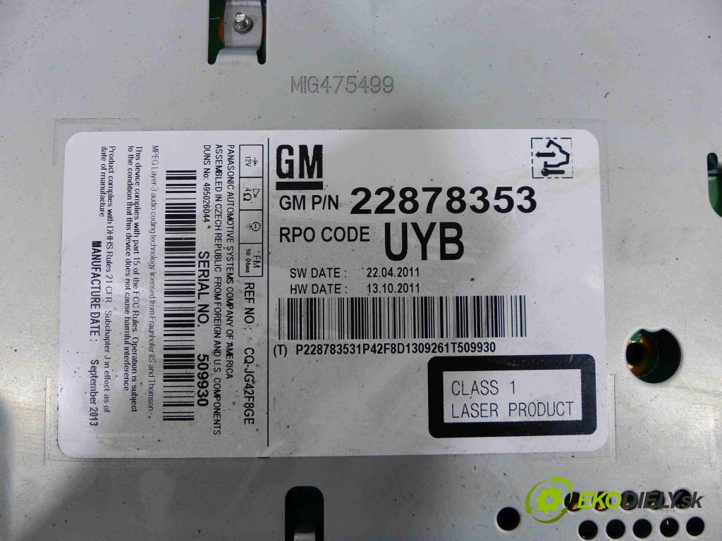 Opel Meriva B 2010-2017 1.4 T 120 HP manual 88 kW 1364 cm3 5- Radio továreň: 22878353