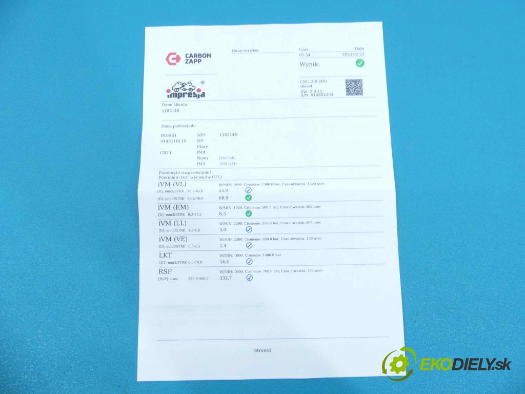 Renault Scenic II 2003-2009 1.9 dci 120 HP manual 88 kW 1870 cm3 5- vstrek 0445110110 (Vstrekovače)