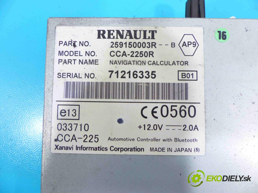 Renault Laguna III 2007-2015 2.0 16v 140 HP manual 103 kW 1997 cm3 5- Navigácia: 259150003R-B (GPS navigácie)