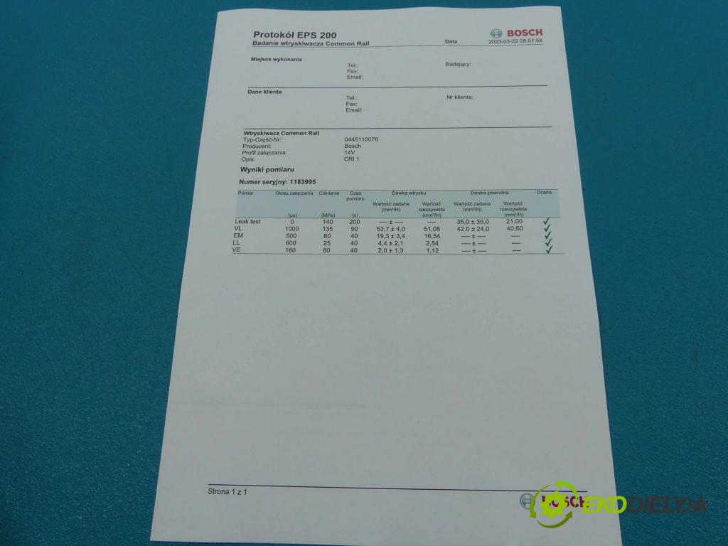 Peugeot 307 2.0 hdi 90 HP manual 66 kW 1997 cm3 5- vstrek 0445110076 (Vstrekovače)